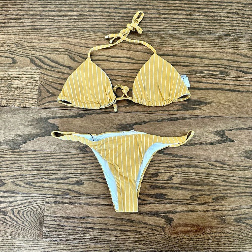 Vitamin A Dorado Stripe Bikini Set, Gia Top & Carmen Bottom, NWT